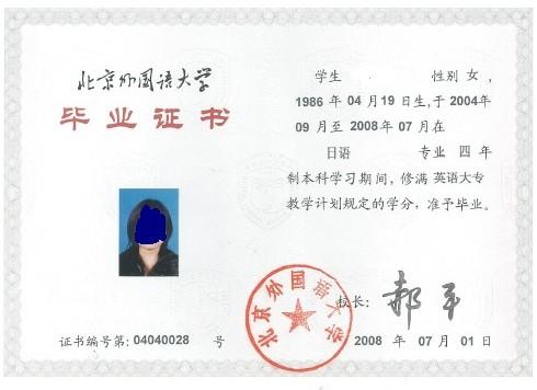 畢業(yè)證書(shū)樣本